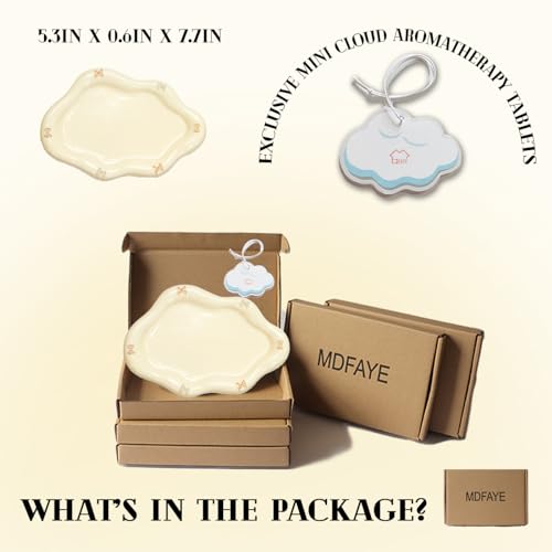 Jewelry Dish Trinket Tray for Women, Ring Dish Holder, Unique Cloud Shape Ceramic Plate Cute Things Vanity Aesthetic Room Decor Mother's Day Birthday (Bow Cream) - color: Bow Cream