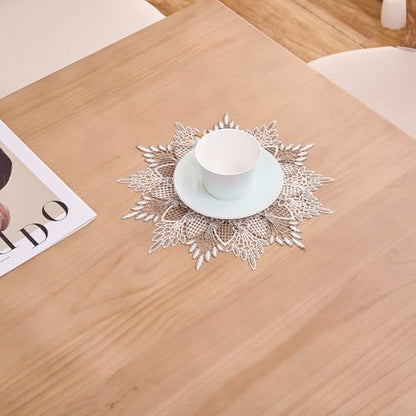 Natural Linen Doily 11" Round Beige Lace Coffee Small Table Topper - color: Natural, size: 11” Round