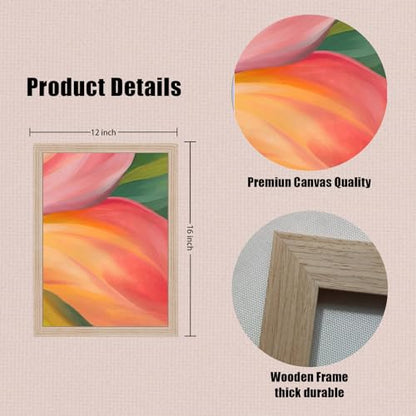 Framed Abstract Floral Canvas Wall Art 3 Pcs Botanical Decor 12x16 Inch
