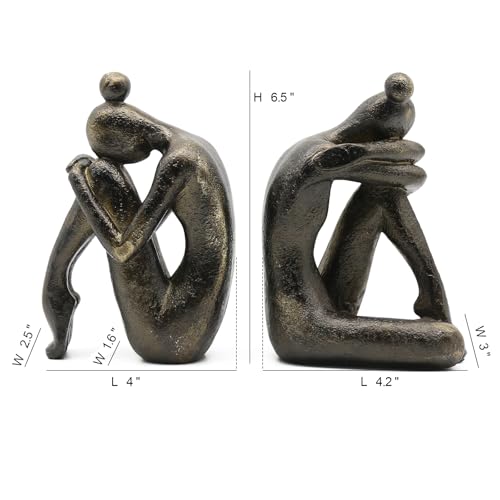 Lukitas Unique Decorative Girl Thinker Bookends, Book Holder, Resin 6.5'' - color: Bronze