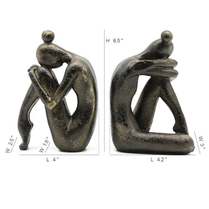 Lukitas Unique Decorative Girl Thinker Bookends, Book Holder, Resin 6.5'' - color: Bronze