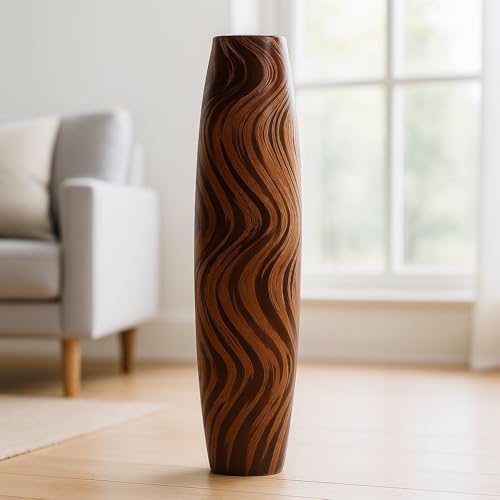 Leewadee Large Floor Vase 26 inches Mango Wood for Pampas Grass, Dried Flowers - color: Brown, Light Brown, size: 26 inches