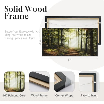 Framed Forest Landscape Photograph Wall Art for Living Room, 60x30 Inch - color: Green
