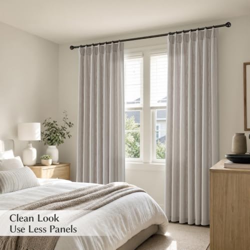 Semi Sheer Pinch Pleated Linen Curtains for Living Room 90 Inches, Greige - color: Greige, size: 40"W x 90"L (Pack of 2)