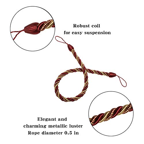 BEL AVENIR Curtain Tiebacks Ropes Tie-Backs,Handmade Holdbacks(Mix Red,2P) - color: Mix Red, size: 2pack