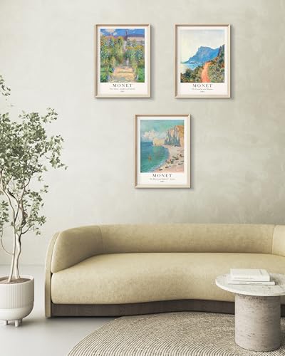 HesenDot Framed Wall Art, Claude Monet Landscape Canvas Prints Set - color: Framed Monet Impressionism, size: 16"L x 12"W
