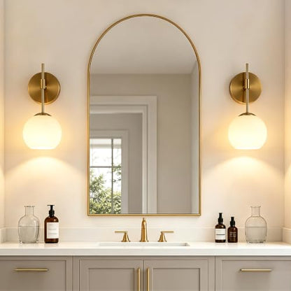 Battery Operated Wall Sconces Set of Two, Rechargeable, Gold - color: Gold
