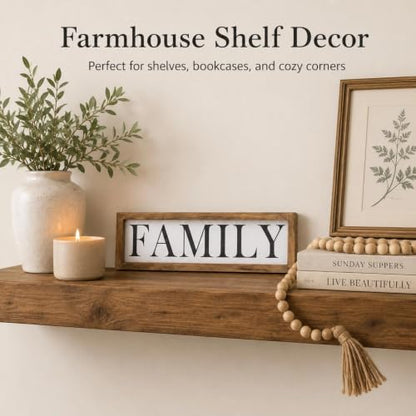 Wooden Family Sign Wall, Shelf, Mantel, Entryway Table Home Decor - color: white-family