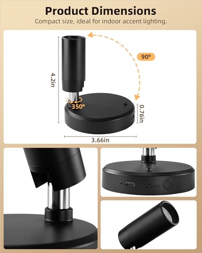EZVALO Indoor Spotlights, Picture Lights for Wall, Plant Up Lights - color: Black