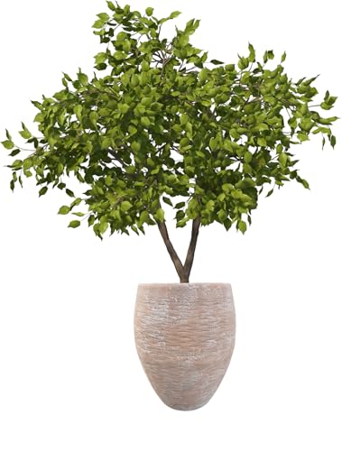 Ludu Washed Terracotta Modern Handmade Metal Indoor Planter with Textured Wave Design and Anti-Scratch Pads, Rust-Resistant Finish for Outdoor Use, Sustainable Non-Plastic Pot Recyclable Metal Vase