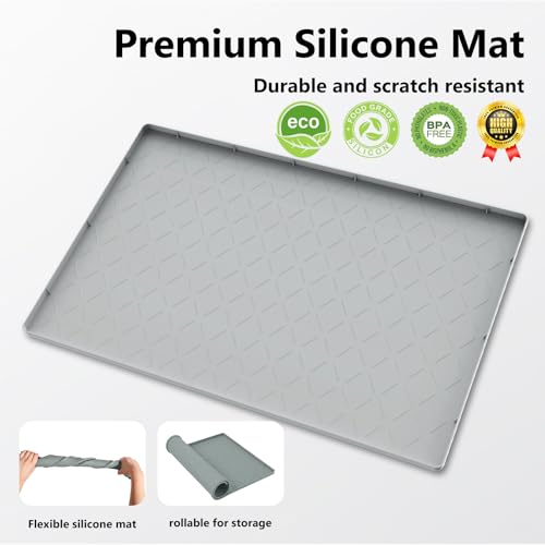 Mateeylife Under Sink Mat Kitchen Waterproof, Silicone Sink Tray 22"X19" - color: Light Grey, size: 19"W x 22"L