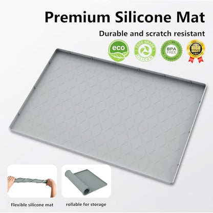 Mateeylife Under Sink Mat Kitchen Waterproof, Silicone Sink Tray 22"X19" - color: Light Grey, size: 19"W x 22"L