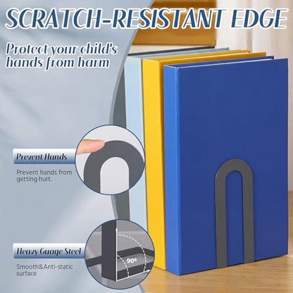 Chunful 6 Pcs Gray Metal BookEnds Shelves, 5.5 x 3.75 x 2.25 in - color: Gray, size: 5.5*3.75*2.25inch