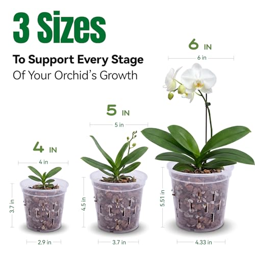 TRUEDAYS Orchid Pot 9 Pack, 3 Each of 4/5/6 Inch Plant Pot with Drainage - size: 4/5/6Inch-9Pack