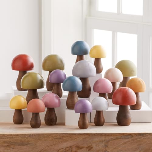 Your Heart's Content Wood Mushrooms, Set of 3 (Purple Paint 3) - color: Purple 3