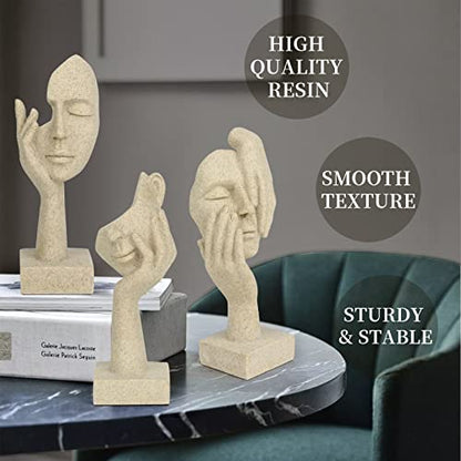 3 Pcs Thinker Statue,Modern Home Sculptures,Collectible Figurines - color: 3 Pcs Sandstone-2