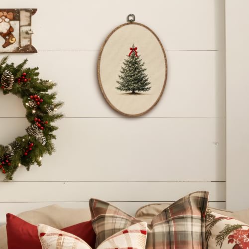 Yorhifa Red Bow Christmas Tree Framed Wall Art 8.5x11.5in - color: red bow