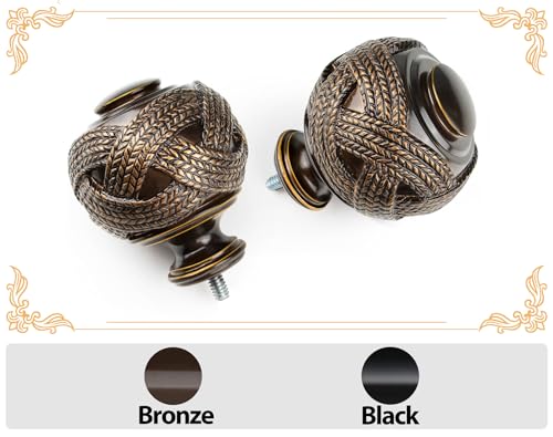 USFOOK Bronze Curtain Rods for Windows 72 to 144 Inch, Long Drapery Rods - color: Bronze, size: 72-144"
