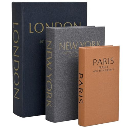Decorative Book Boxes with Hidden Storage, Set of 3Faux Book Decor