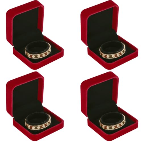 KUKUVR 4 Pcs Velvet Bracelet Gift Box, Jewelry Storage Holder Case for Bangle Anklet beaded bracelet Birthday Anniversary, Gift for Women (Red) - color: Red