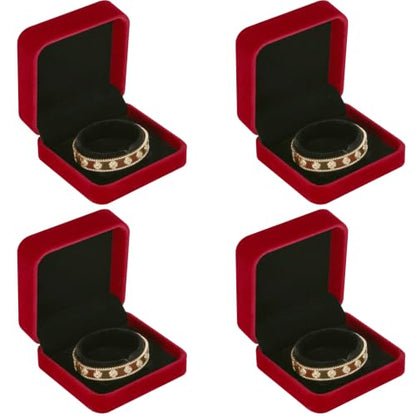 KUKUVR 4 Pcs Velvet Bracelet Gift Box, Jewelry Storage Holder Case for Bangle Anklet beaded bracelet Birthday Anniversary, Gift for Women (Red) - color: Red