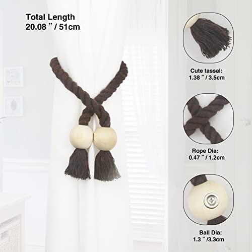 Magnetic Curtain Tiebacks Decorative Tie Back Drapes Holdbacks Nieffeiy - color: Coffee