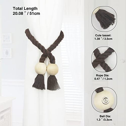 Magnetic Curtain Tiebacks Decorative Tie Back Drapes Holdbacks Nieffeiy - color: Coffee