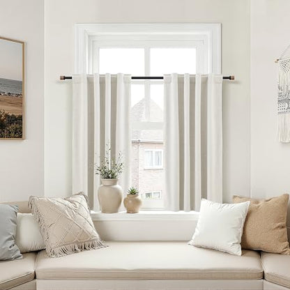 Nanspring 100% Blackout Linen Curtains Tier 36 Inch Long for Cafe Cream - color: Natural, size: 26"W x 36"L (Pack of 2)