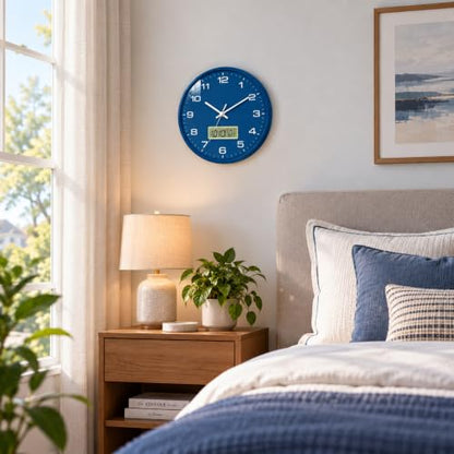 12 Inch Analog & Digital Wall Clock with Date for Office & Home