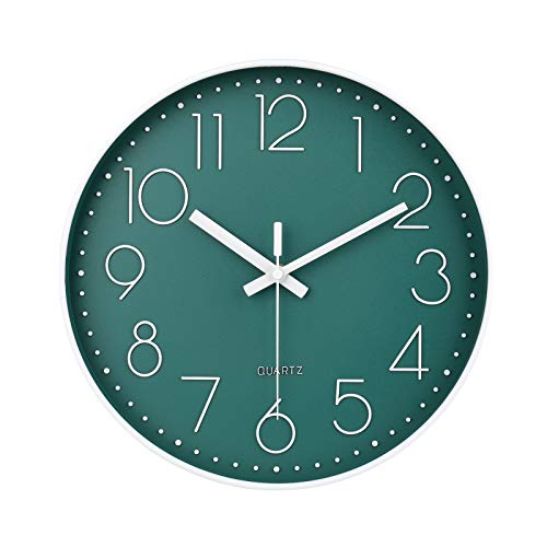 jomparis 12 Inch Silent Non-Ticking Battery Operated Round Wall Clock Easy to Read Peacock Color Wall Clocks - color: Peacock, size: 12 Inch