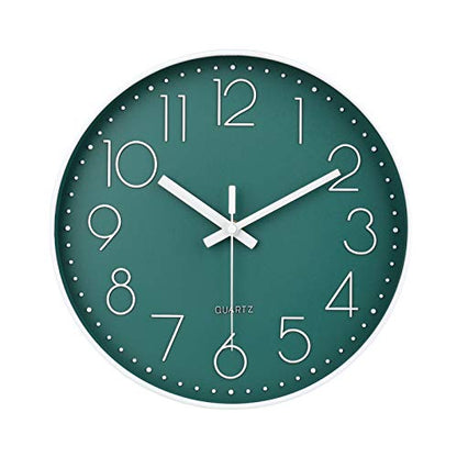 jomparis 12 Inch Silent Non-Ticking Battery Operated Round Wall Clock Easy to Read Peacock Color Wall Clocks - color: 1 Pack - Peacock, size: 12 Inch