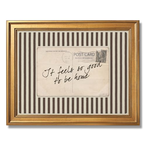 Ripiyome Gold Frame It Feels So Good to Be Home Wall Art Retro Striped Postcard Canvas Print Rustic Neutral Typography Poster Cozy Vintage Home Decor Painting for Living Room 8X12inch - color: style-5 Golden Frame, size: 8"L x 12"W