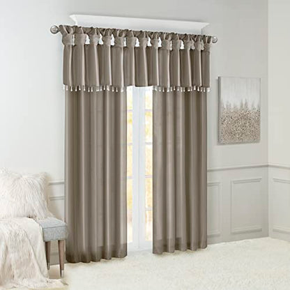 Madison Park Faux Silk Valances for Windows with Beads, 50x26 Pewter - color: Pewter, size: 50"W x 26"L (Pack of 1), style: Valance