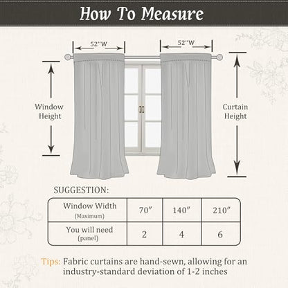 LAMIT Floral Linen Window Curtains 63 Inch Length, 2 Panels, Black - color: Black on Beige, size: 52"W x 63"L (Pack of 2)