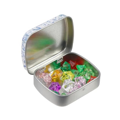 4pcs Blue Rose Pattern Empty Hinged Tin Box Metal Tins Storage Box - color: Blue Rose