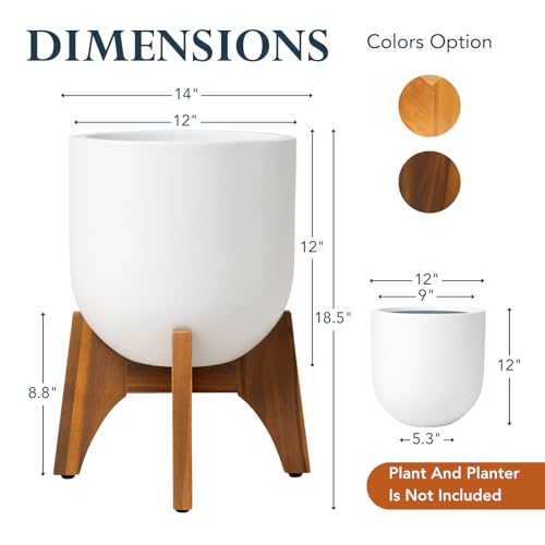 KUTE NEST 8.8" H x 14" W Acacia Solid Wood Plant Stand - Walnut - color: Walnut, size: Low - Small - 8.8"H x 14"W