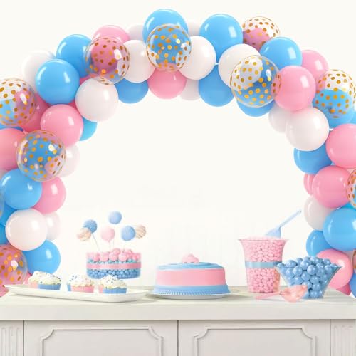 Patimate Gender Reveal Pink and Blue Balloons Set 50 pcs 12 inch - color: Blue Pink
