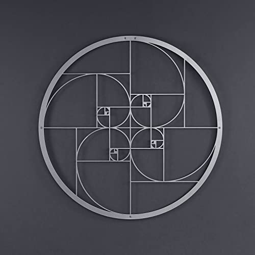 Colorfull Worlds Golden Ratio Metal Wall Decor | Unique Modern Decoration for Living Room | Metal Wall Art | Office Decor | New Year Gift | (12" x 12" | 30 x 30 cm, Silver) - color: Silver, size: 12"L x 12"W