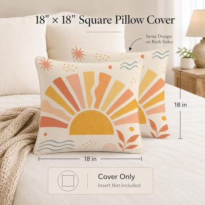 ORAFOUDUO Mid Century Abstract Sun Throw Pillow Cover 18x18 - color: Sun