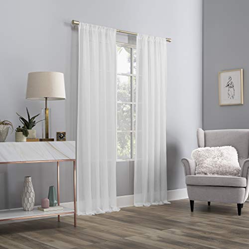 No. 918 Genevieve 2-pack 2-pack Linen Weave Sheer Semi-Sheer Grommet Curtain Panel Pair, 50" x 108", White - color: White, size: 50"W x 108"L (Pack of 2)