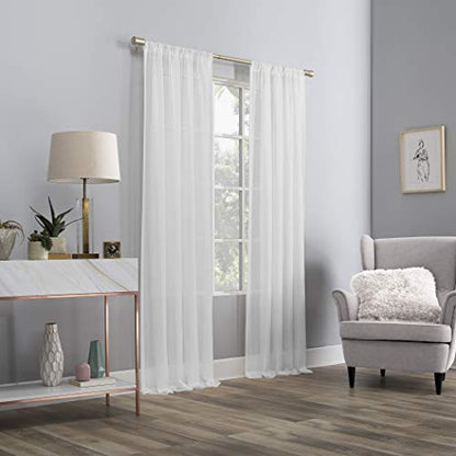 No. 918 Genevieve 2-pack 2-pack Linen Weave Sheer Semi-Sheer Grommet Curtain Panel Pair, 50" x 108", White - color: White, size: 50"W x 108"L (Pack of 2)