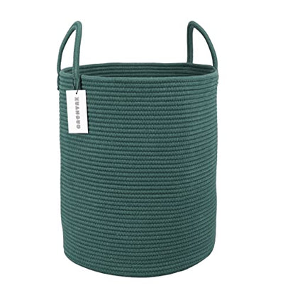 XUANGUO Cotton Rope Laundry Basket Hamper for Clothes Large Dark Green - color: dark green, size: Regular