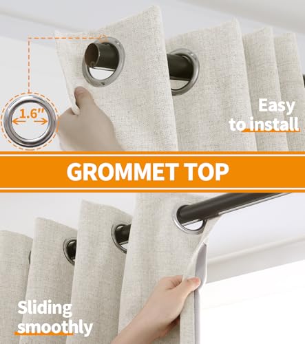 YoungsTex Linen Farmhouse Blackout Curtains 63 Inch Length 2 Panels Set - color: Linen, size: 52"W x 63"L (Pack of 2)