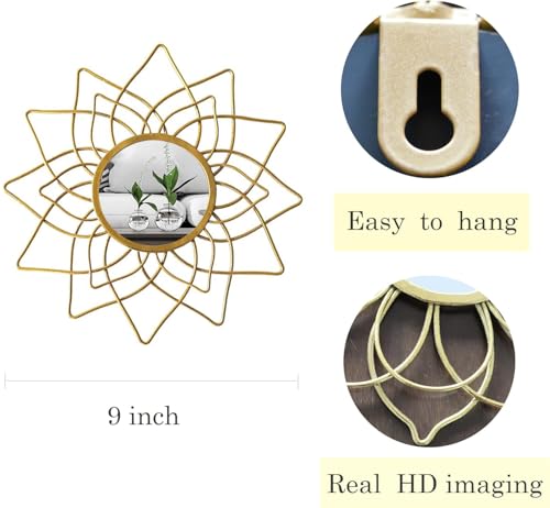 Champagne Gold Round Mirrors for Wall, Decorative Mirrors for Wall Decor - color: Golden- B