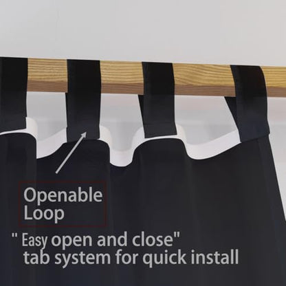 Linentalks Black Canopy Bed Curtains - 8 Panels Set with Tiebacks, Easy Open & Close Tabs, Quick Install for 4 Poster Bed or Queen Bed Frames, Romantic Touch for Bedrooms, Canopy Bed Curtains Queen - color: Black