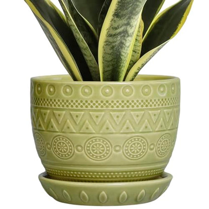 G EPGardening Ceramic Plant Pot, 5.5 Inch, Green - color: Triangle Green