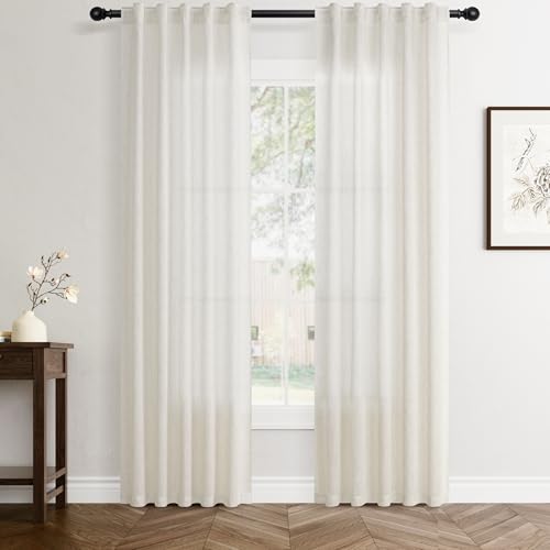 Jowels Natural Linen Curtains 80 Inch Long 2 Panels for Living Room - color: Natural, size: 40"W x 80"L (Pack of 2)