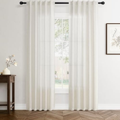 Jowels Natural Linen Curtains 80 Inch Long 2 Panels for Living Room - color: Natural, size: 40"W x 80"L (Pack of 2)