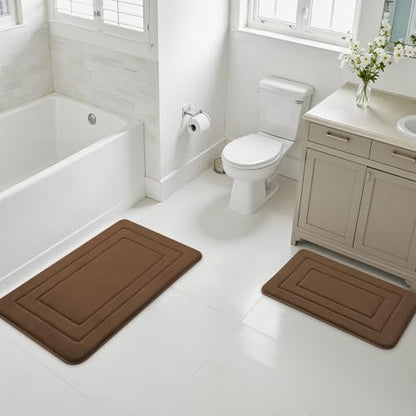 Cupic Cupid Memory Foam Bath Mat 24"×16", Non Slip Bathroom Rugs, Brown - color: Brown, size: 1'4" x 2' (16" x 24")