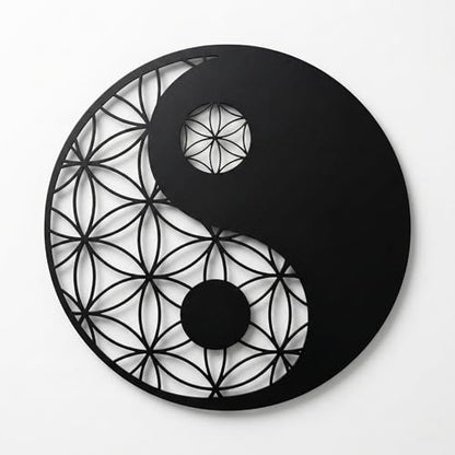 DEKADRON Metal Yin Yang Wall Art, Interior Decoration, Wall Hangings, Sacred Zen Decor, Geometric Metal Wall Decoration (24" W x 24" H / 60x60 cm) - size: 24"L x 24"W